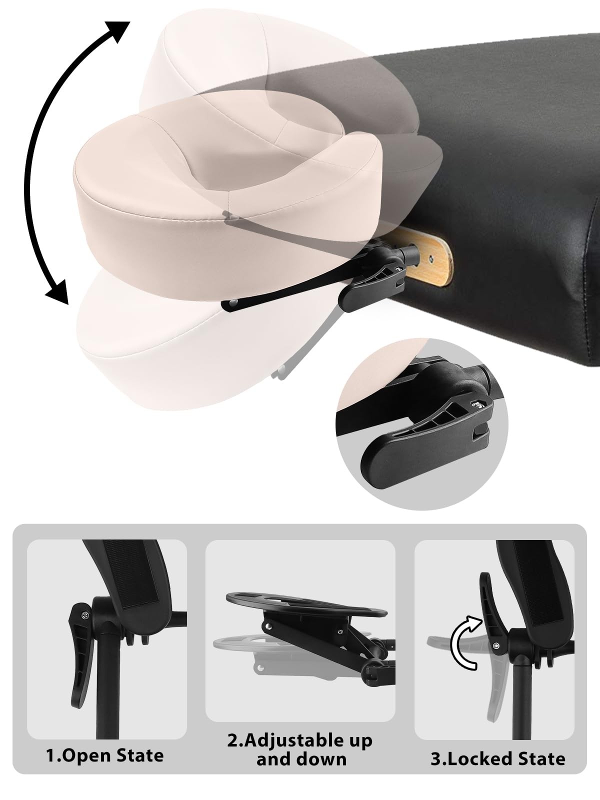 TOROKOM Adjustable Headrest Face Pillow Cradle and Face Cushion Support Bracket
