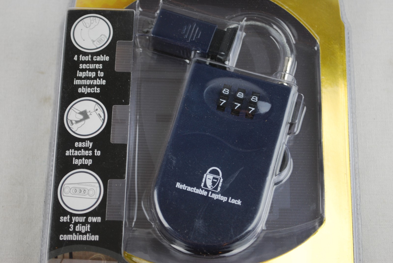 SECURITY DR. RETRACTABLE LAPTOP LOCK, NEW, SEALED Clamshell Packaging