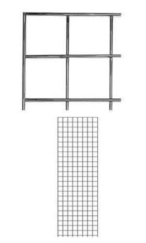 Set 4 Gridwall Panels 2' x 6' Grid Wall Display Chrome Panel Steel 9 Connectors