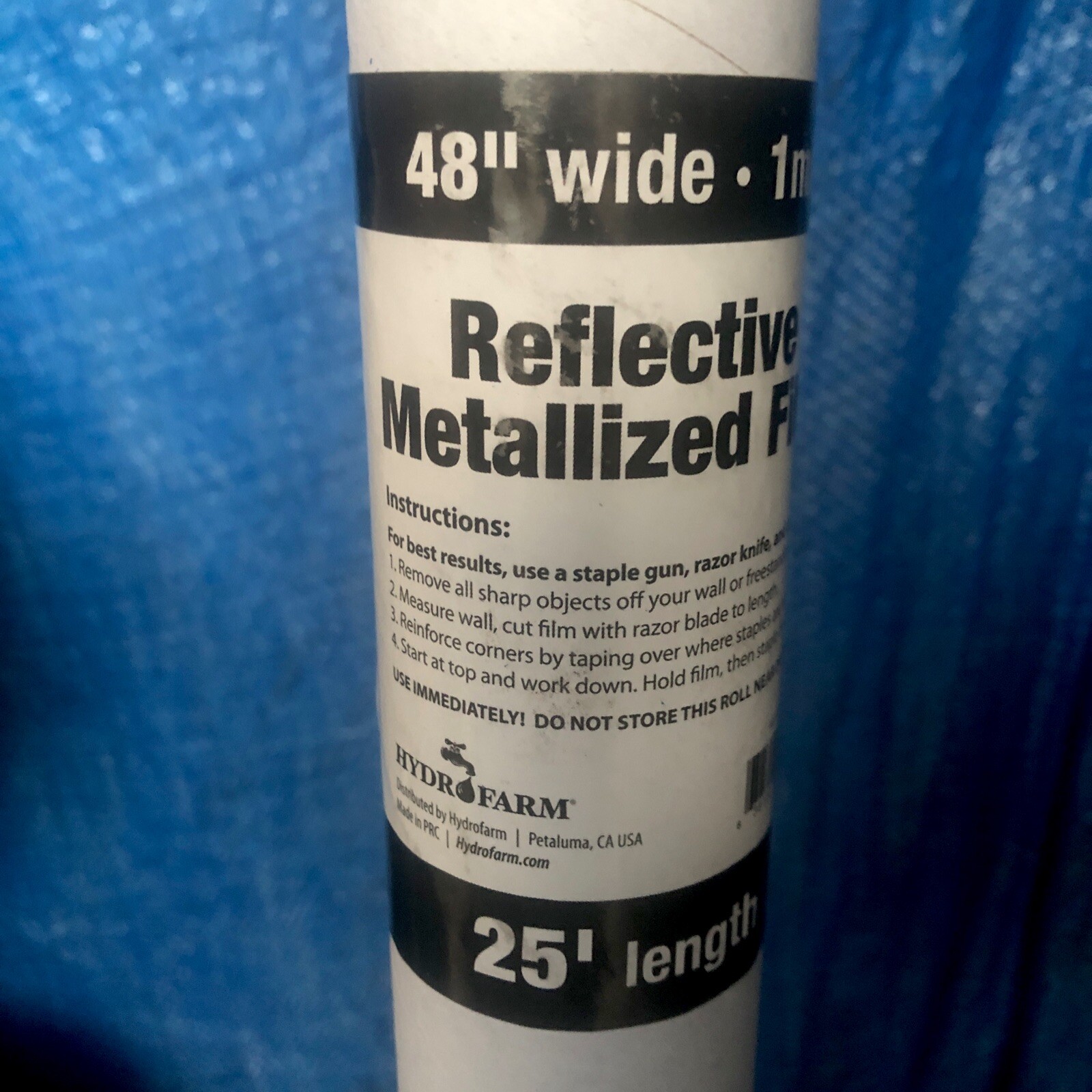 Lot of 3 rolls of HYDROFARM Reflective Metabolized Film (4ft x 25ft x 1mm) X3