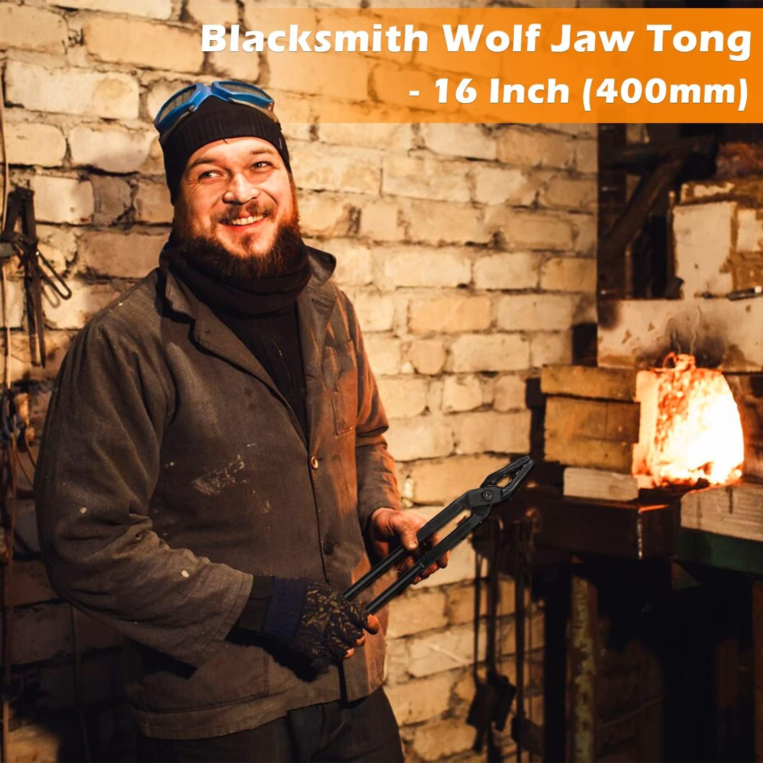 16" Wolf Jaw Blacksmithing Tongs Multipurpose Forge Tool For Beginner