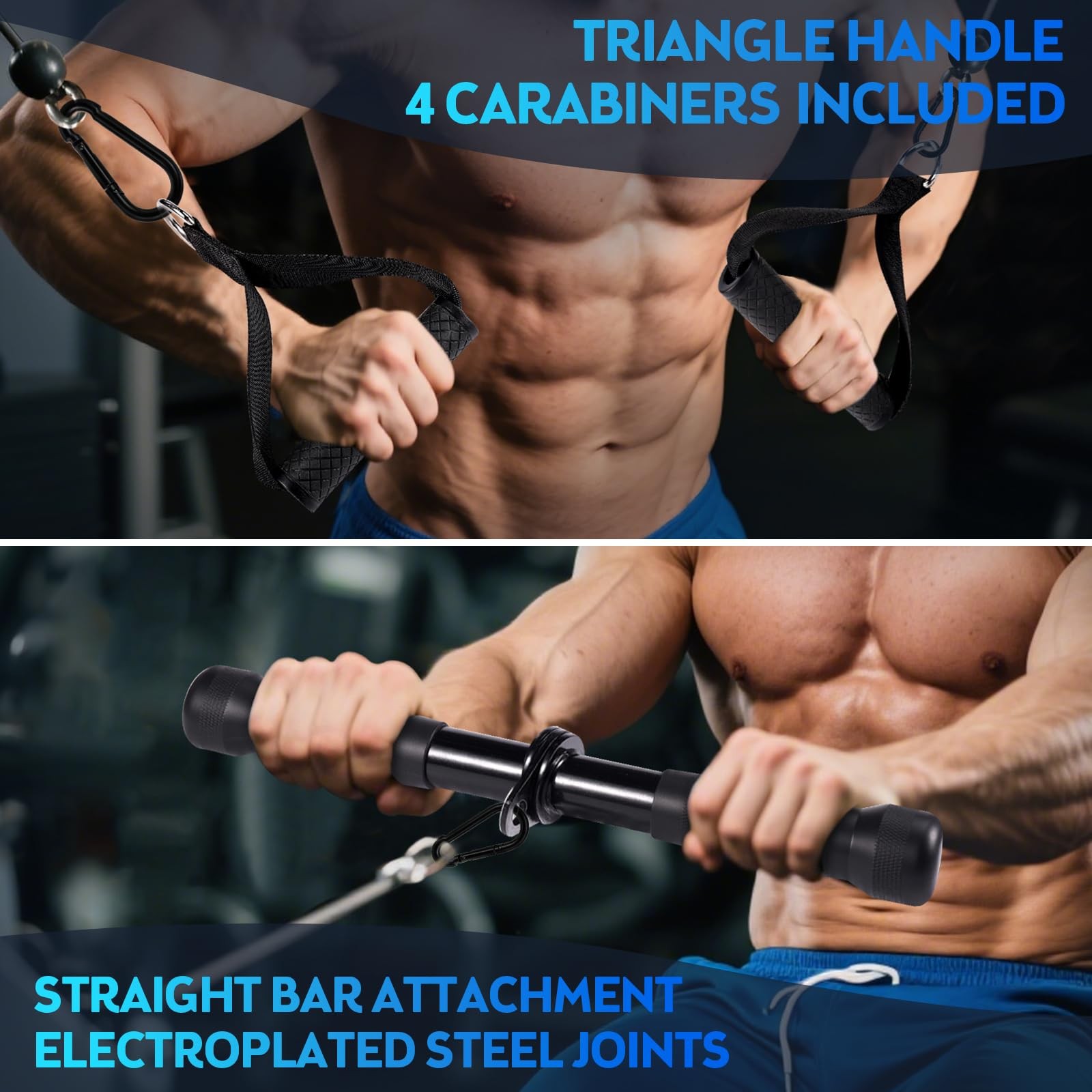 10-in-1 Cable Machine Attachments Set, LAT Pulldown Attachments Cable Accesso...