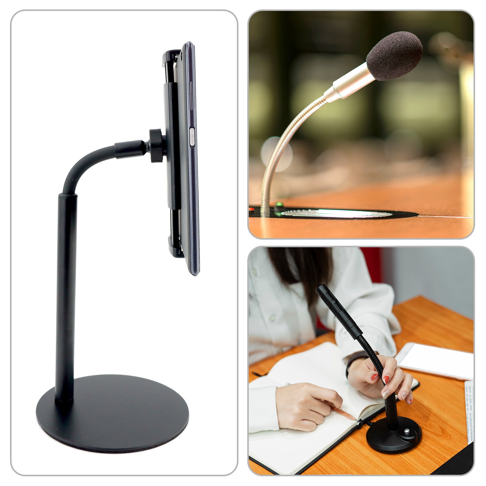 10" Microphone Gooseneck 5/8-27 Thread Thread Flexible Tube Extension Black