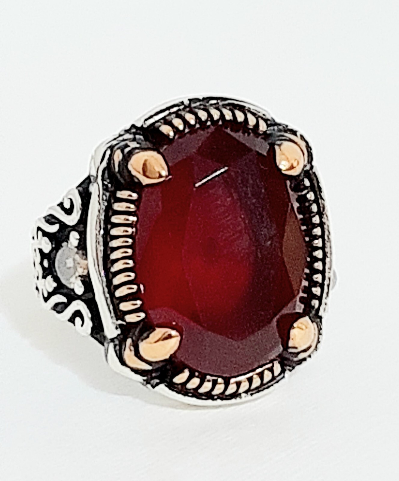 Men 925 Silver Ring Solitaire Ruby Spinel Ring Man Sterling $