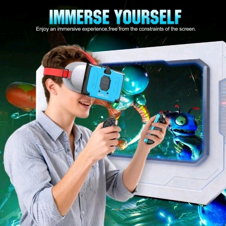 STARTRC GAMES VR Headset for Nintendo Switch 2 Adjustable Lenses White and Blue