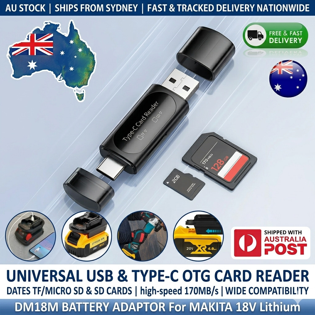 Type-C USB-C USB-A Memory Card Reader Micro SD/SD OTG For PC Macbook Tablet AU