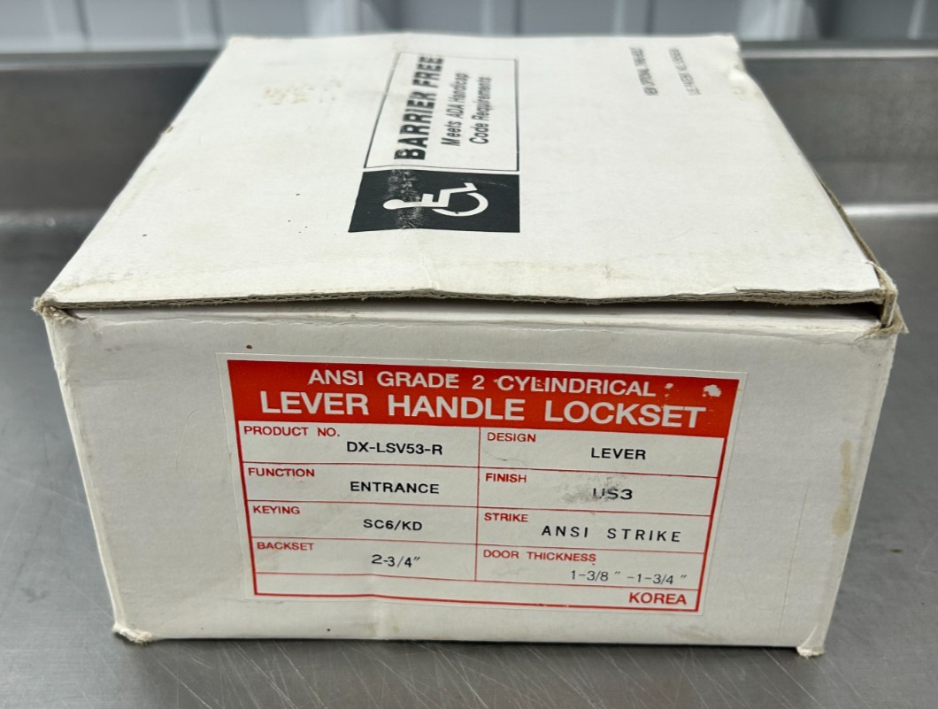 Barrier Free Lever Lockset ANSI DX-LSV53-R US3 Bright Brass Entrance