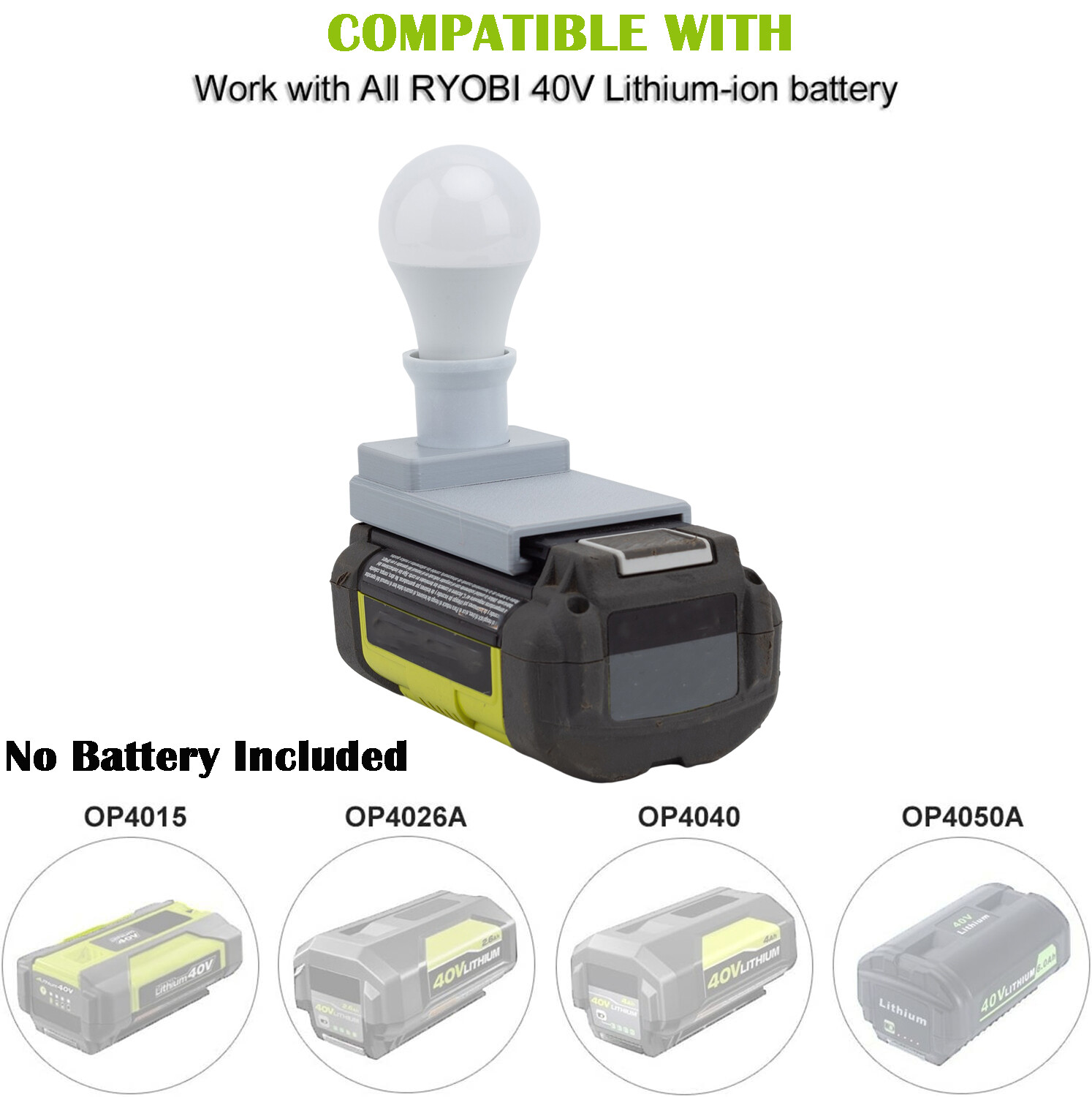 LED Work Light E27 Bulb Lamp For Ryobi 40V Series Battery Flashlight Bulbs Light