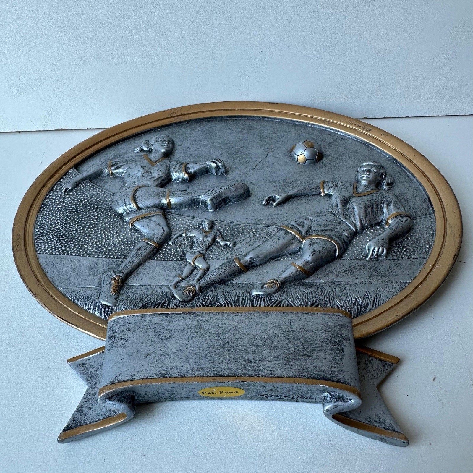 Vintage/antique Female Team Oval Soccer Award plaque OS