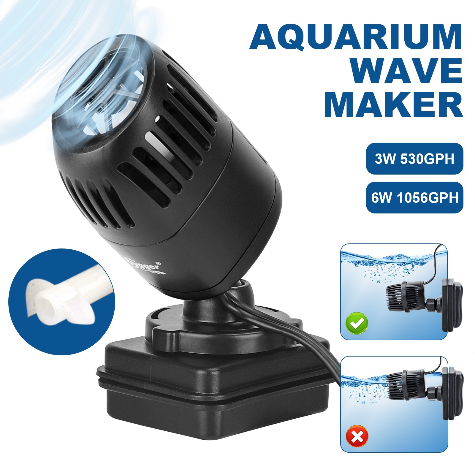 hygger Wave Maker Pump Circulation Surf Pump 40-100Gal Marine Aquarium Fish Tank