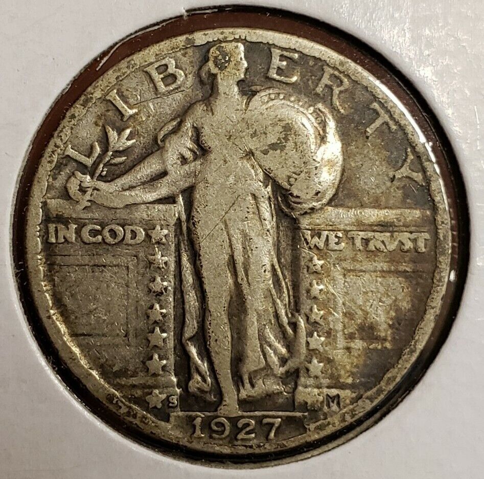 1927-S 25c Standing Liberty Silver Quarter - Fine Key Date - Value Coin - T2380