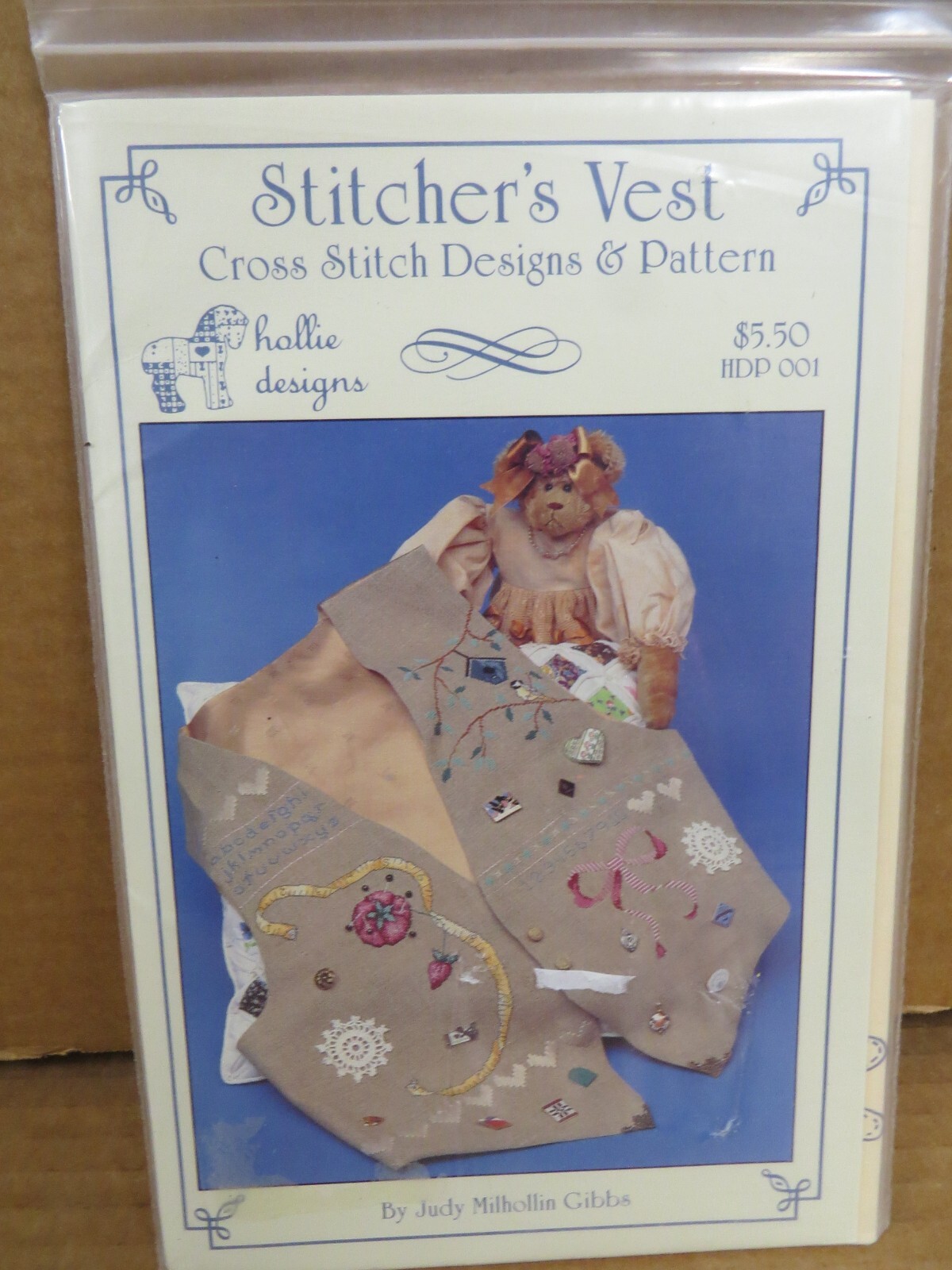 Hollie Designs STITCHER'S VEST Cross Stitch Design & Pattern Kit #HDP 001 NEW