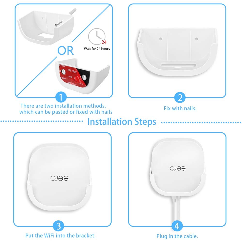 Wall Mount for EERO 6 Dual-band Mesh WiFi 6, 3M VHB Holder Bracket, 1-pack
