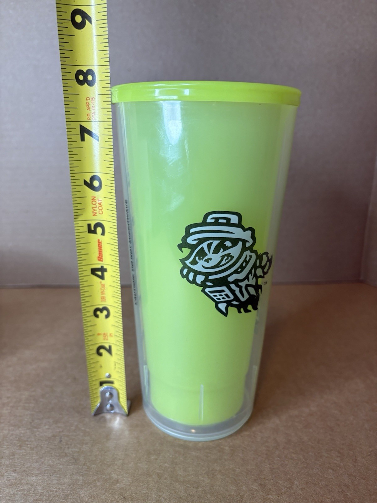 Rocket City Trash Pandas Cup by Whirley Neon Yellow / Green Baseball Minors