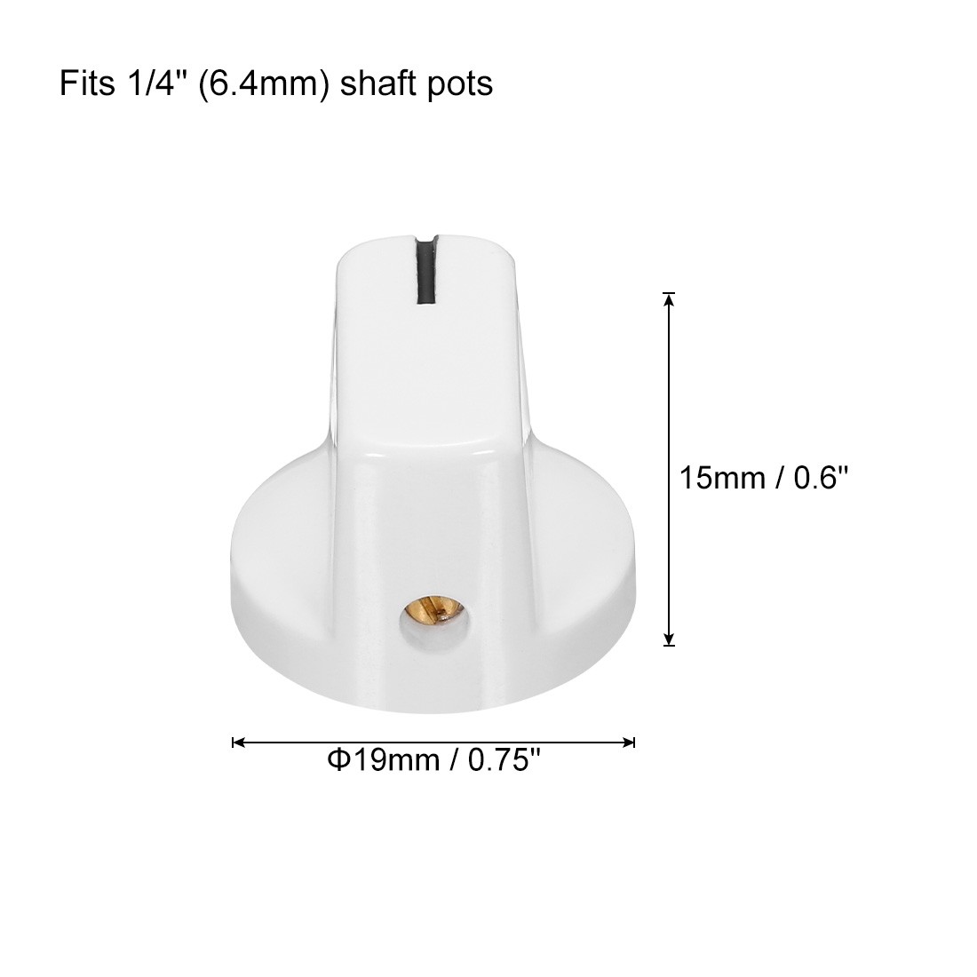 2Pcs 6.4mm Shaft Hole Pedal Knobs Pointer Knobs with Set Screw Porcelain white