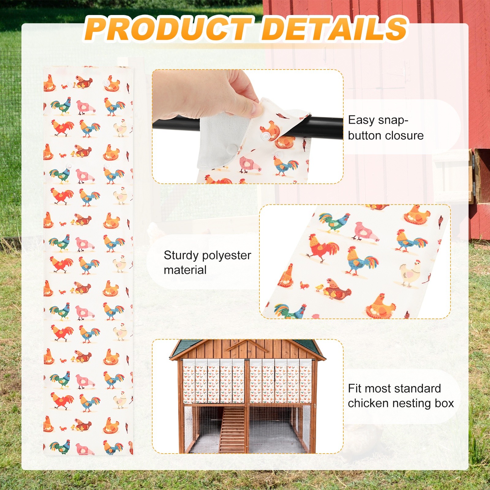 6-Pack Chickens Nest Box Curtains for Laying Eggs/Windproof/Lightproof[White 1]
