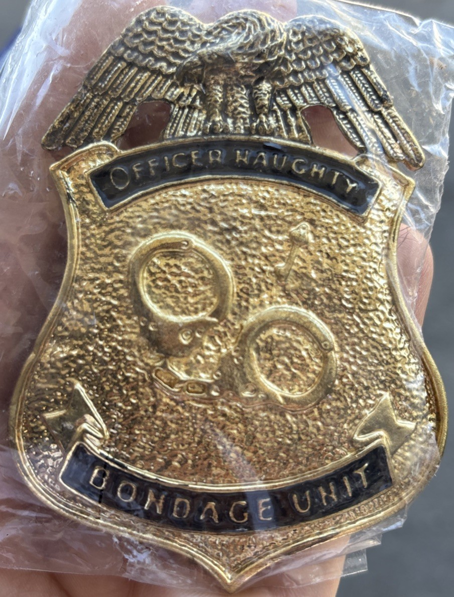 VTG Officer Naughty Bondage Unit Metal Badge Novelty Halloween Joke Comedy NOS