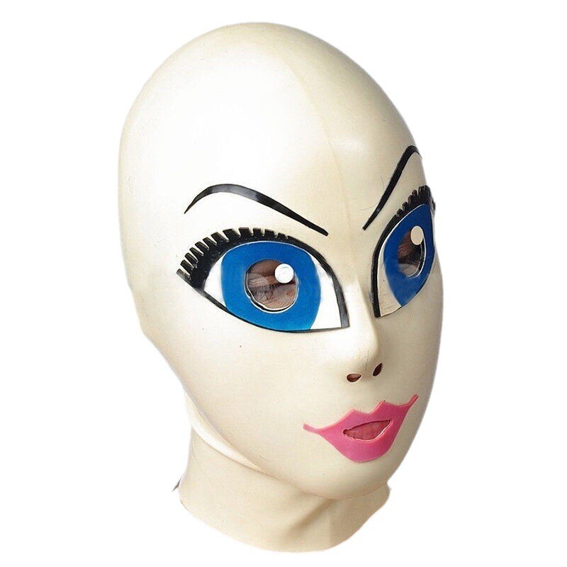 Latex Hood Drama Maid Rubber Mask Big Eyes Headgear Fetish Club Party Cosplay US