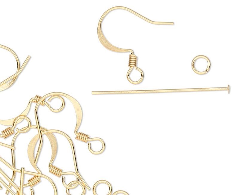 Gold Plated Brass Earring Finding Kit of Headpins & Jumprings 6 Pair(60 Pieces)