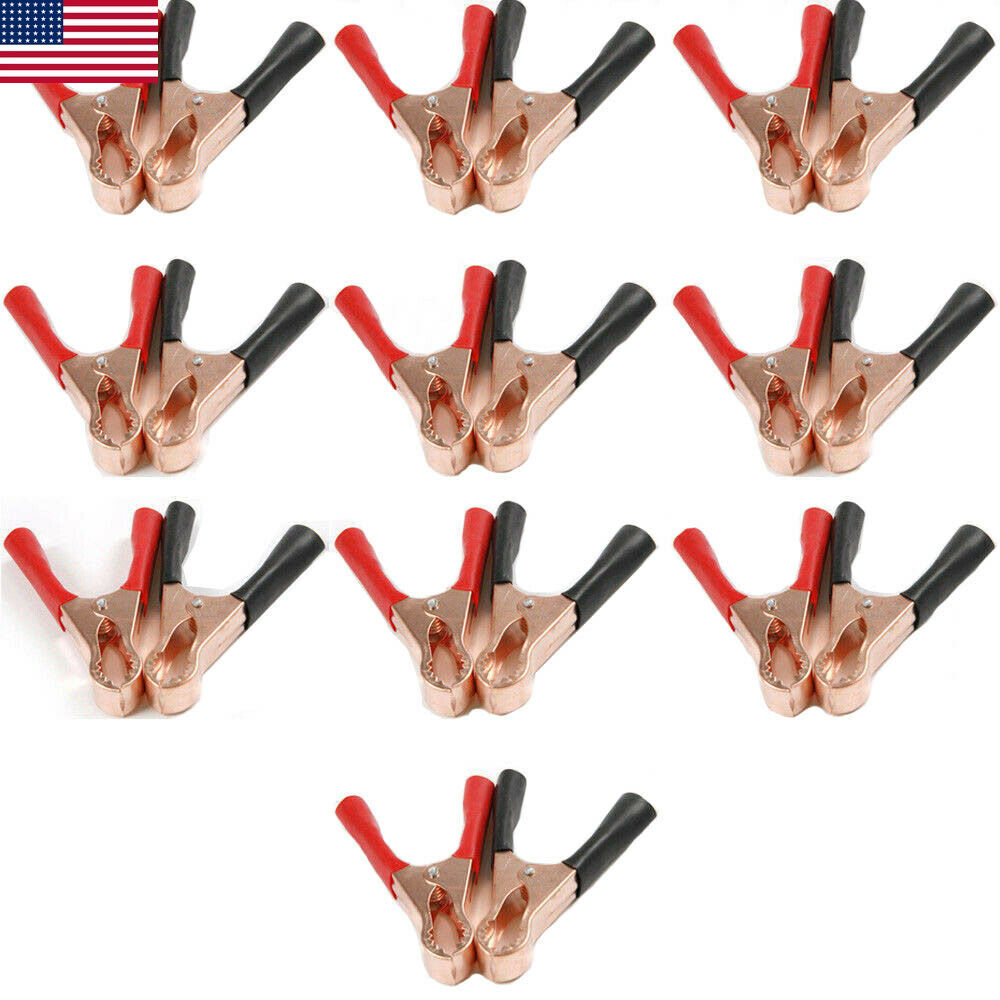 20pcs 80mm 50A Red & Black Car Battery Test Lead Clip Crocodile Alligator Clamps
