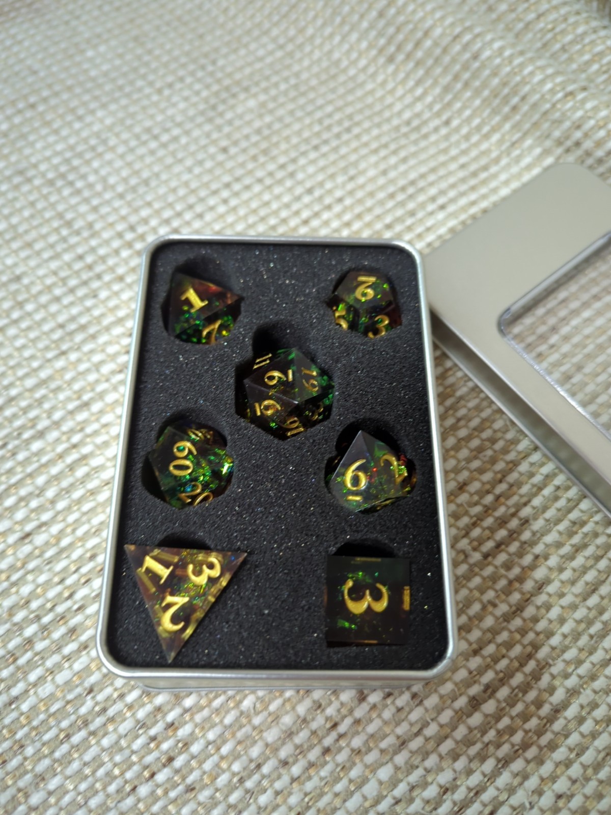 DND Dice Set Handmade 7 Accessories Sharp Edge Dice for Dungeons and Dragons...