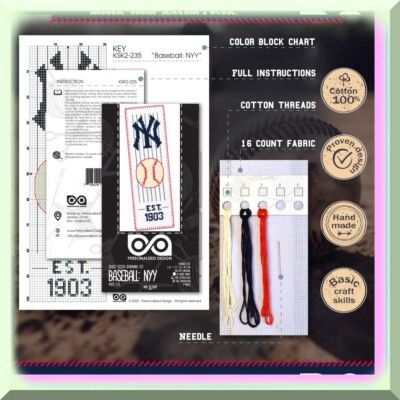 Handcrafted NY Baseball Bookmark