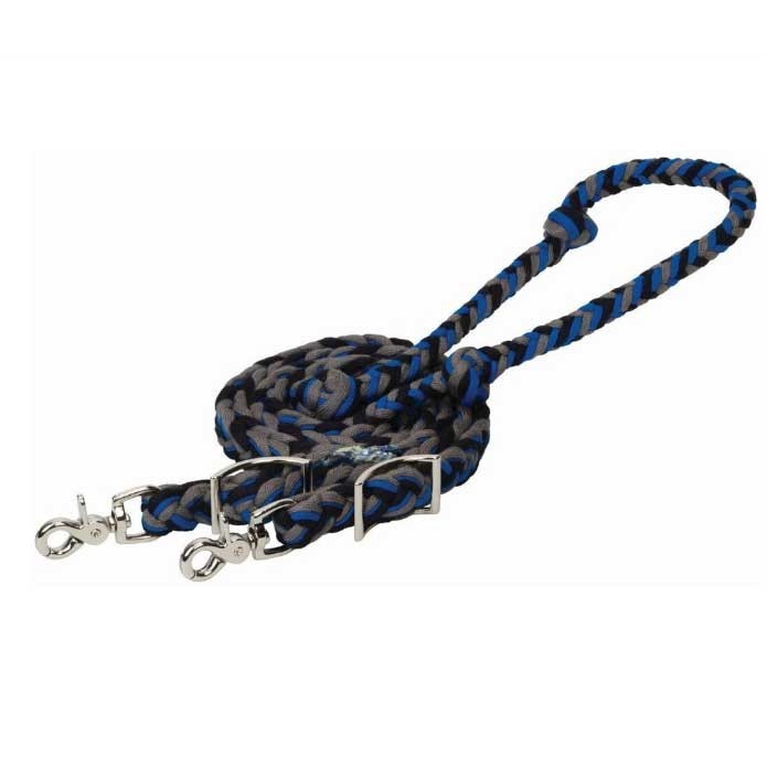 New! Weaver Leather Ecoluxe Flat Bamboo BRAIDED BARREL REINS w/ Snaps Blue