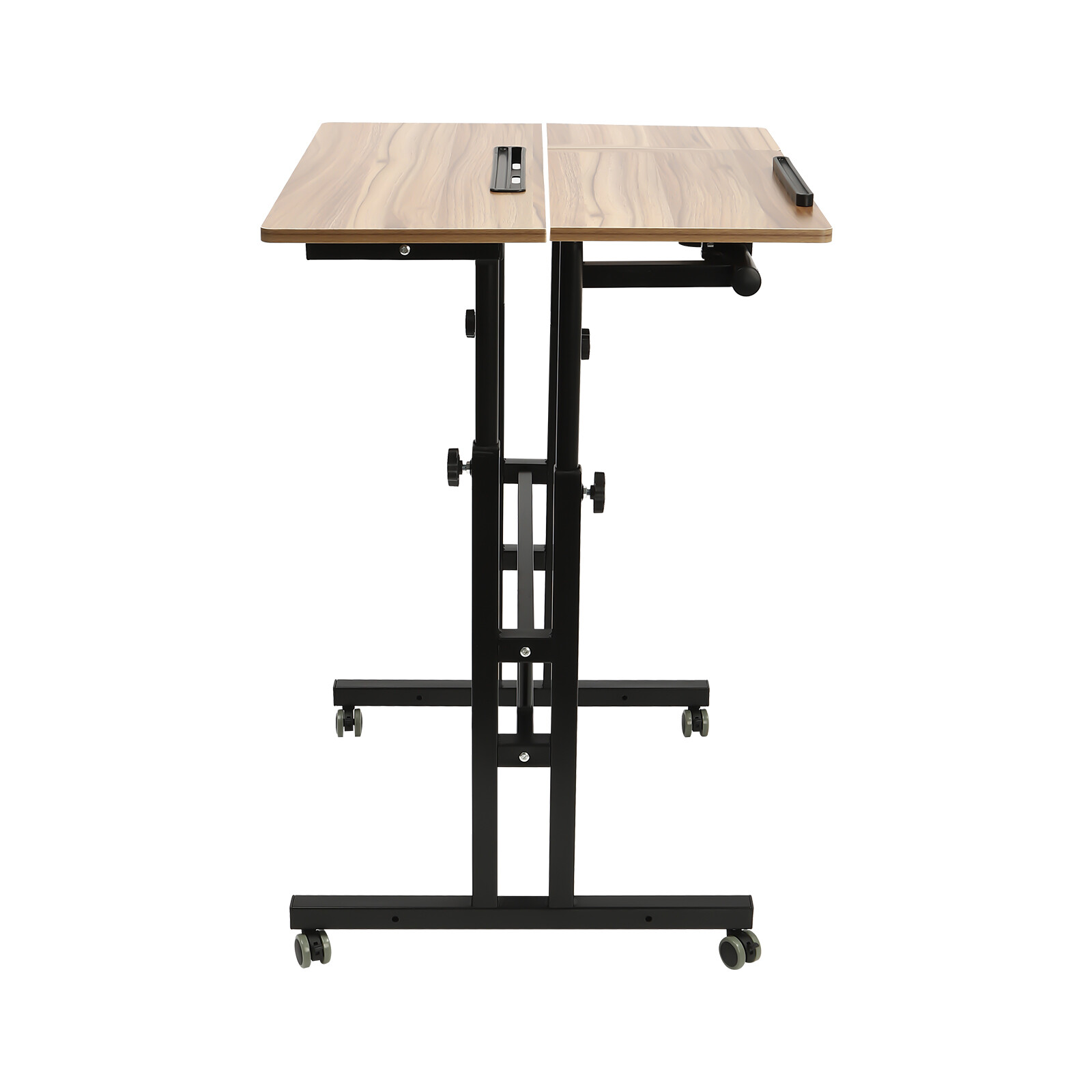 Iron-Brown Adjustable 8.5-49.5in High Rolling Laptop Cart Sit Desk W/ 4 Wheels