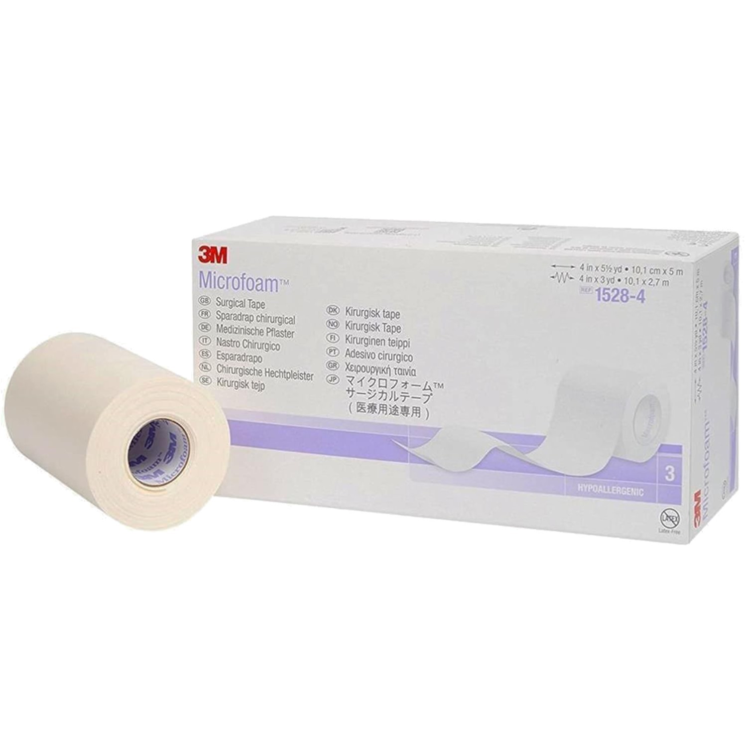 Elastic Foam Adhesive Surgical Tape 4in x 5.5yd - 3 Rolls for Easy Application