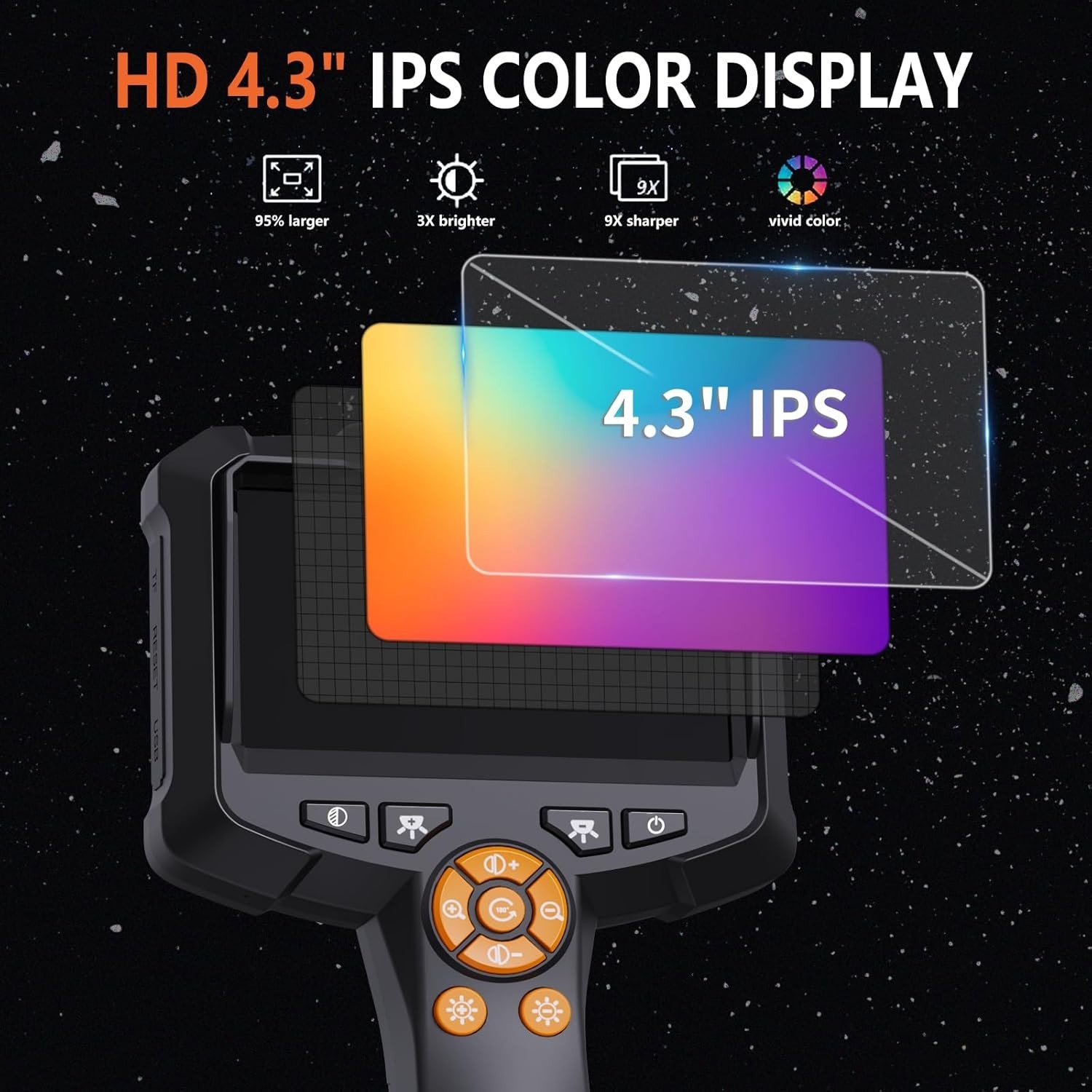 Endoscope Camera with Light, 1080P HD Borescope 8 Adjustable Orange
