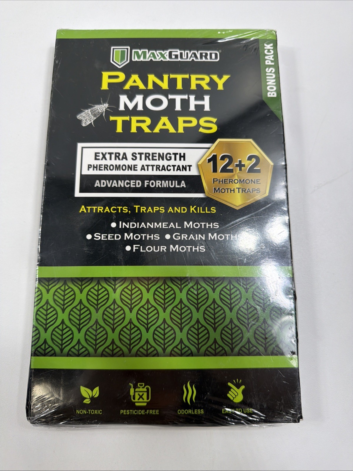 Pantry Moth Traps (12 Pack +2 Free) with Extra Strength Pheromones | Non