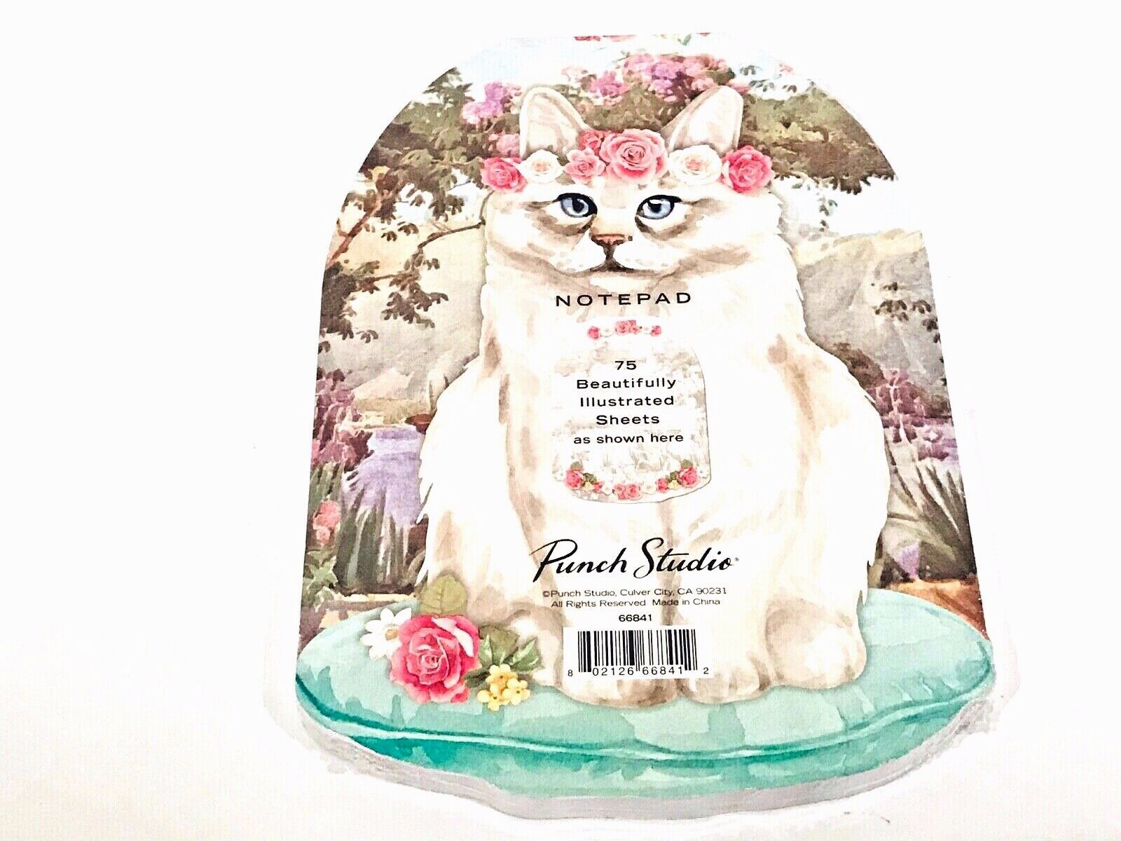 PUNCH STUDIO GLITTER ROSE CROWN KITTY 5X7 NOTEPAD 75 SHEETS