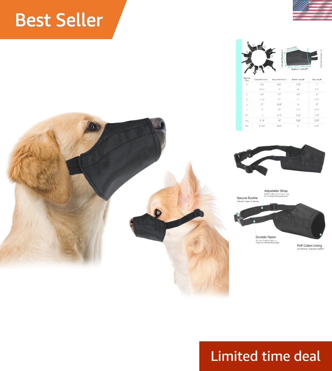 Versatile 5XL Dog Muzzle - Soft and Secure Fit for Vet Visits and Grooming