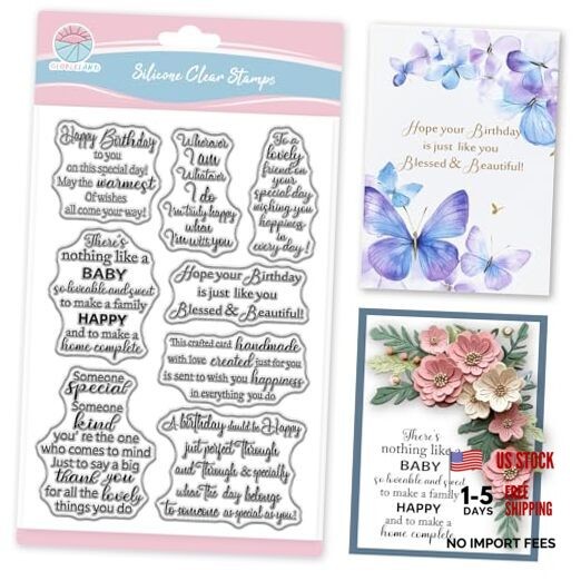 Birthday Blessing Words Clear Stamps for Scrapbooking Birthday Wishes Text