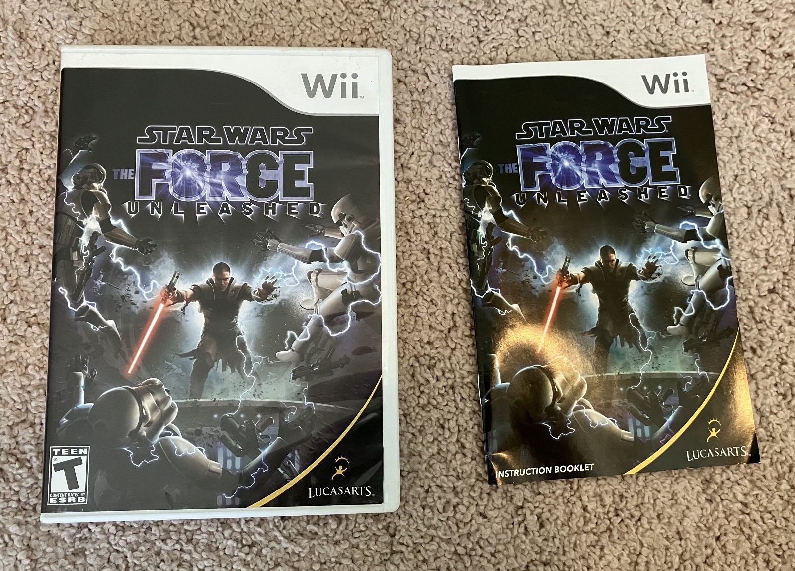 ORIGINAL CASE AND MANUAL ONLY Star Wars Forced Unleashed Nintendo Wii LucasArts