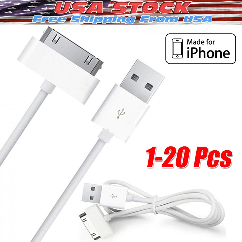 30 Pin USB Data Sync Cable Charger for Lot iPhone 4 4G 4S iPod Nano iPad 1/2/3