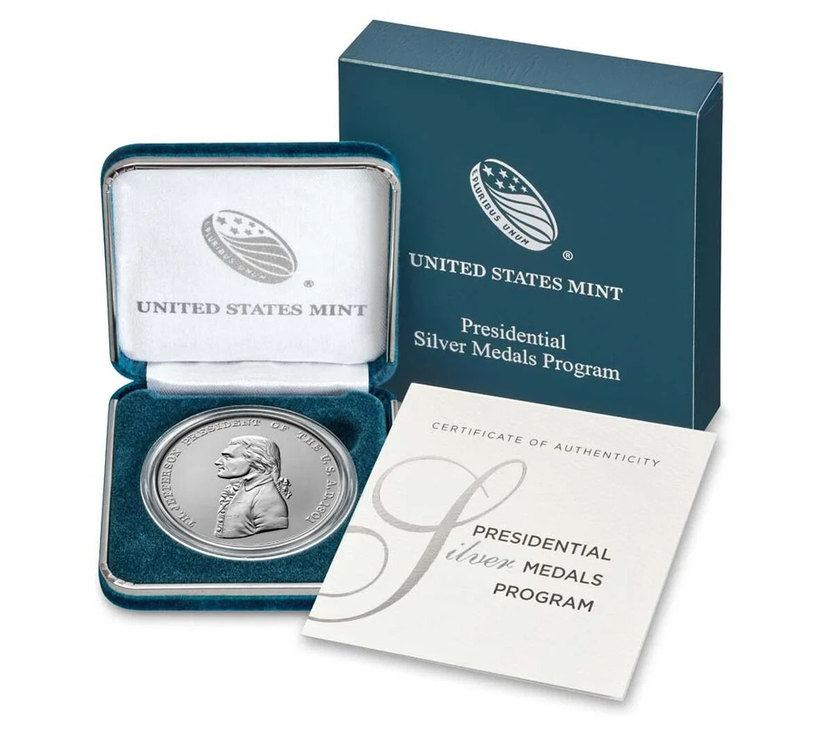 1 oz .999 Silver US Presidential Medal - Thomas Jefferson OMP COA - U2968 STOCK