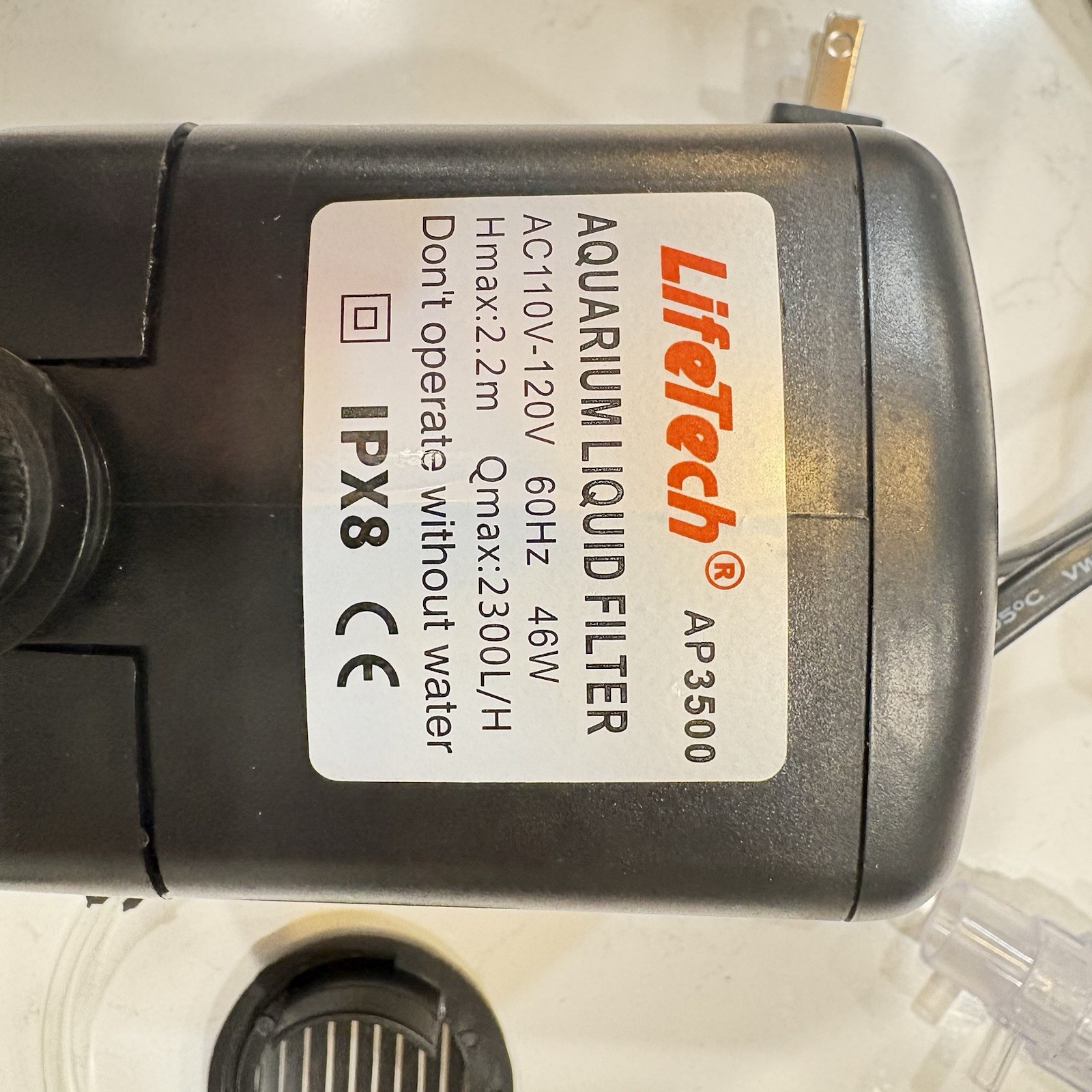 LifeTech AP3500 Aquarium Liquid Filter Sumersible Water Pump 46W AC110-120V 60Hz