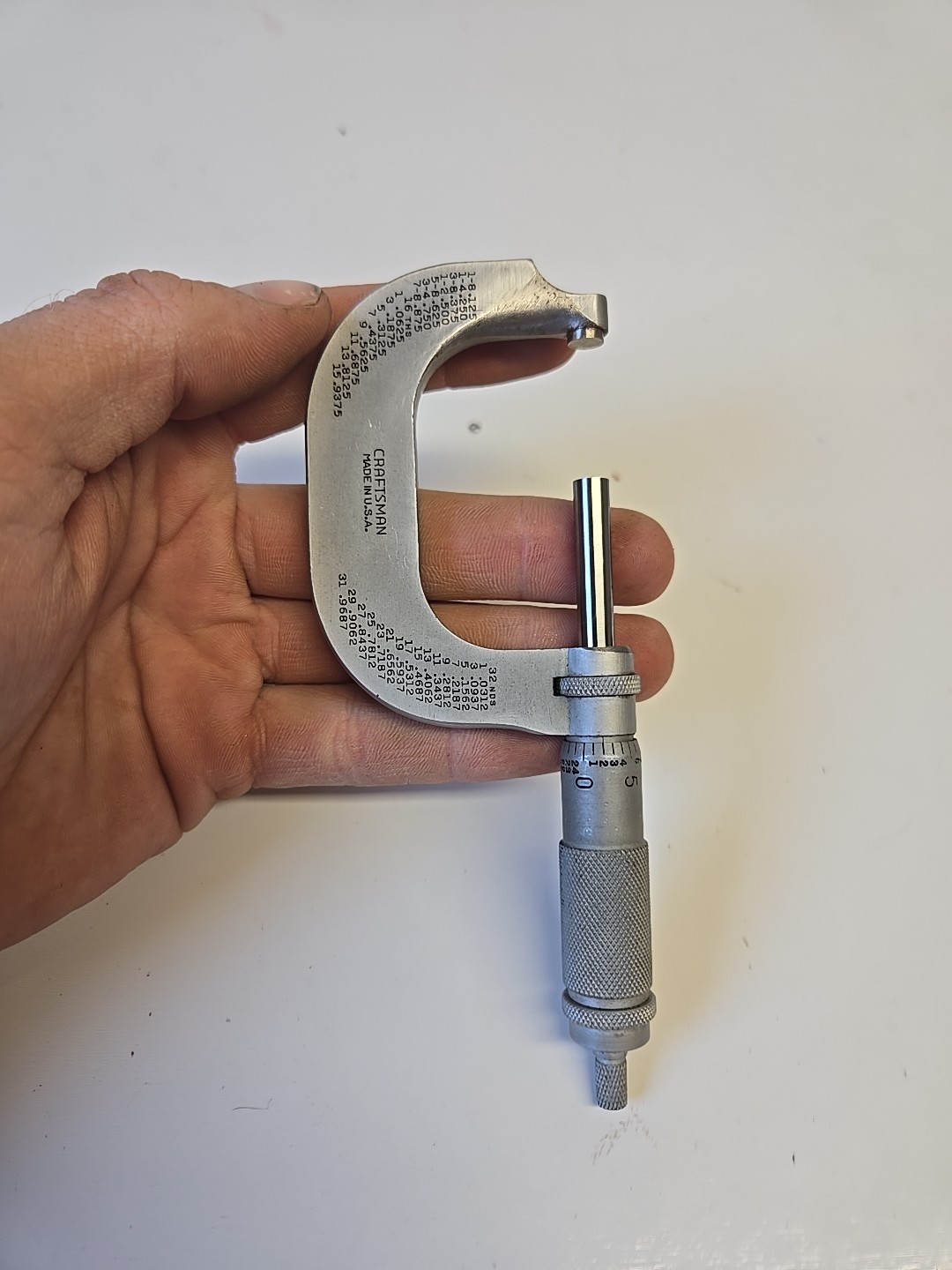 Vtg. Craftsman 1-2" Outside Micrometer - .001" Graduated - Made in USA (Worn)