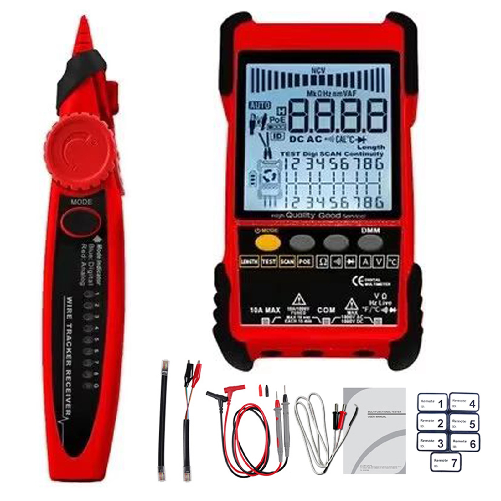 Handheld Portable 2in1 Network Cable Tester Multimeter LCD Display With Bac YTVN