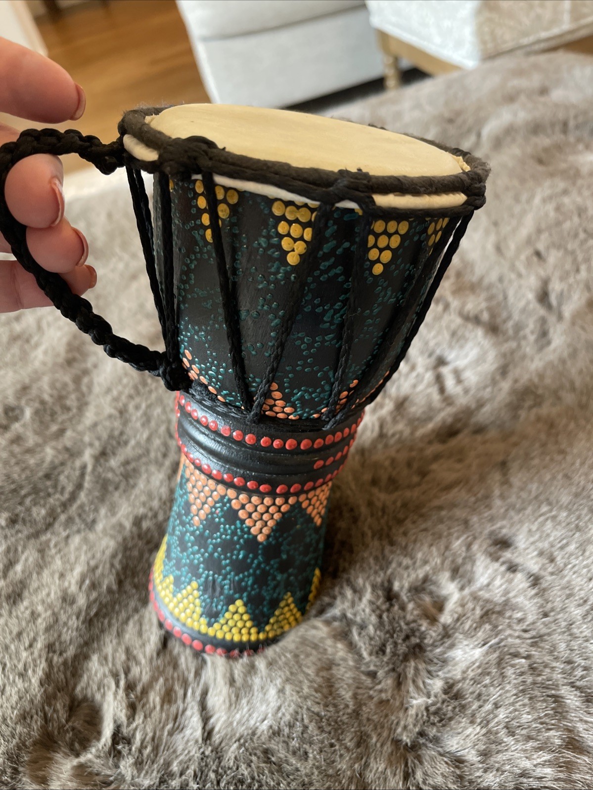 Hand Carved Wood/ Leather African Djembe Drum | 8 in