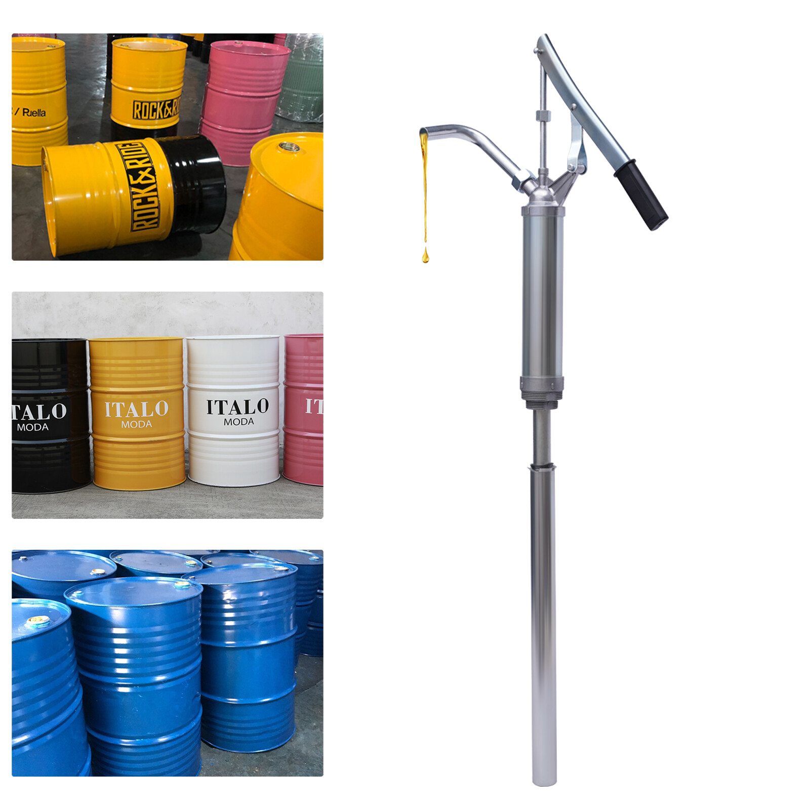 33-55 Gal Hand Barrel Pump Steel Drum Transfer Diesel Fuel Engine Oil Steel Drum