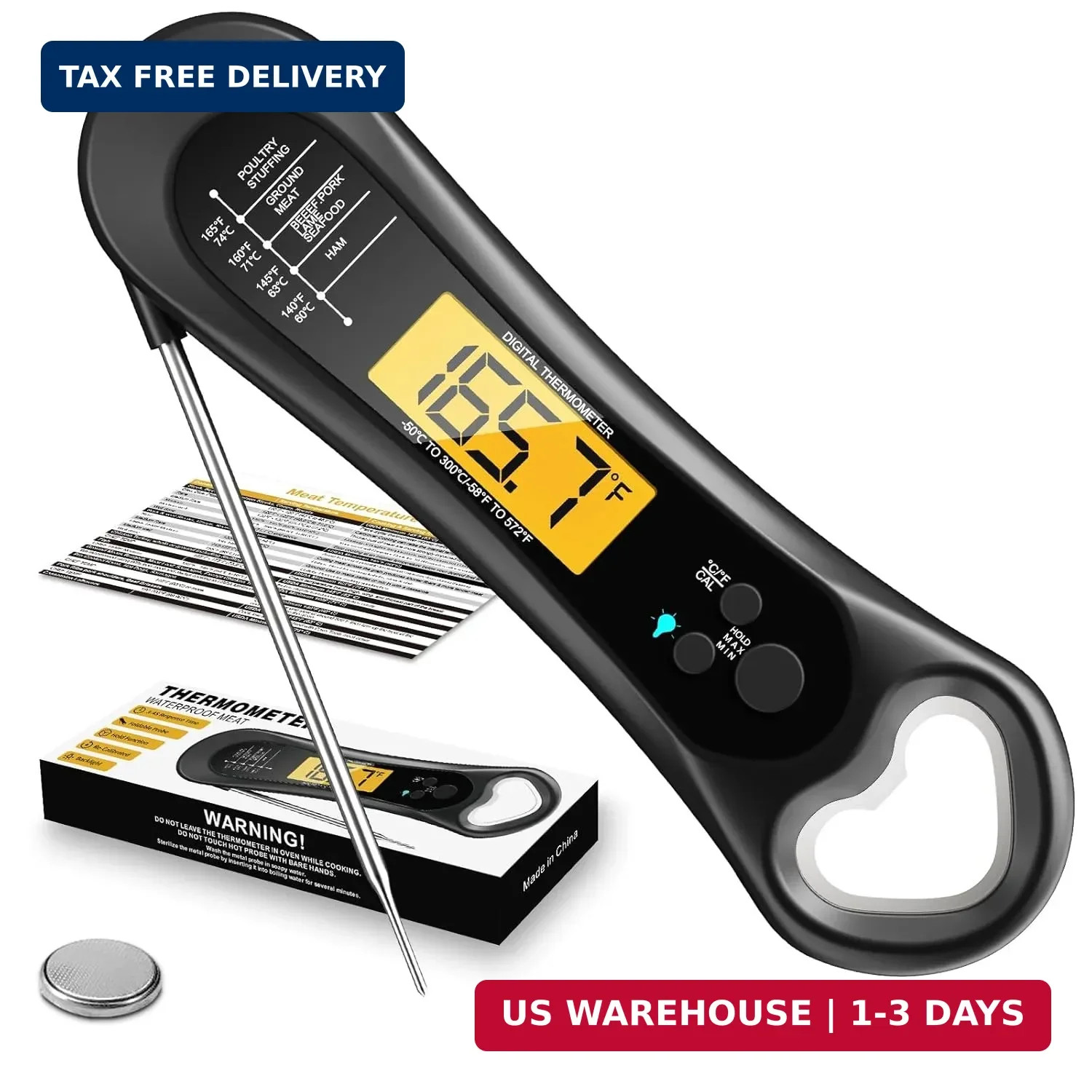 Meat Thermometer Digital, Instant Read Meat Thermometer for Grill and Cooking, w