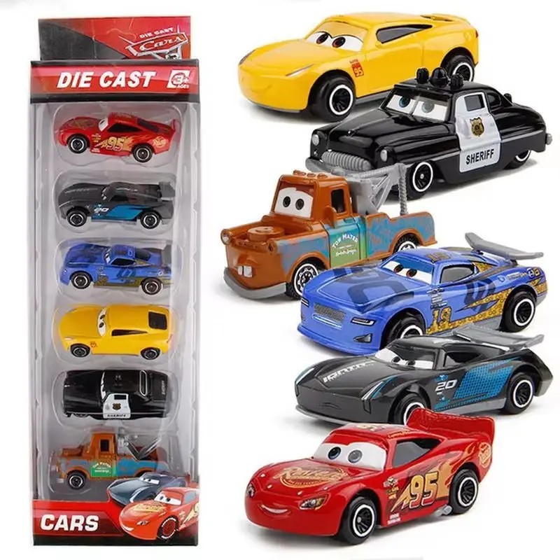 6 Pcs Disney Cars 3 Lightning McQueen Racer Car & Mack Truck Kids Toy Collection