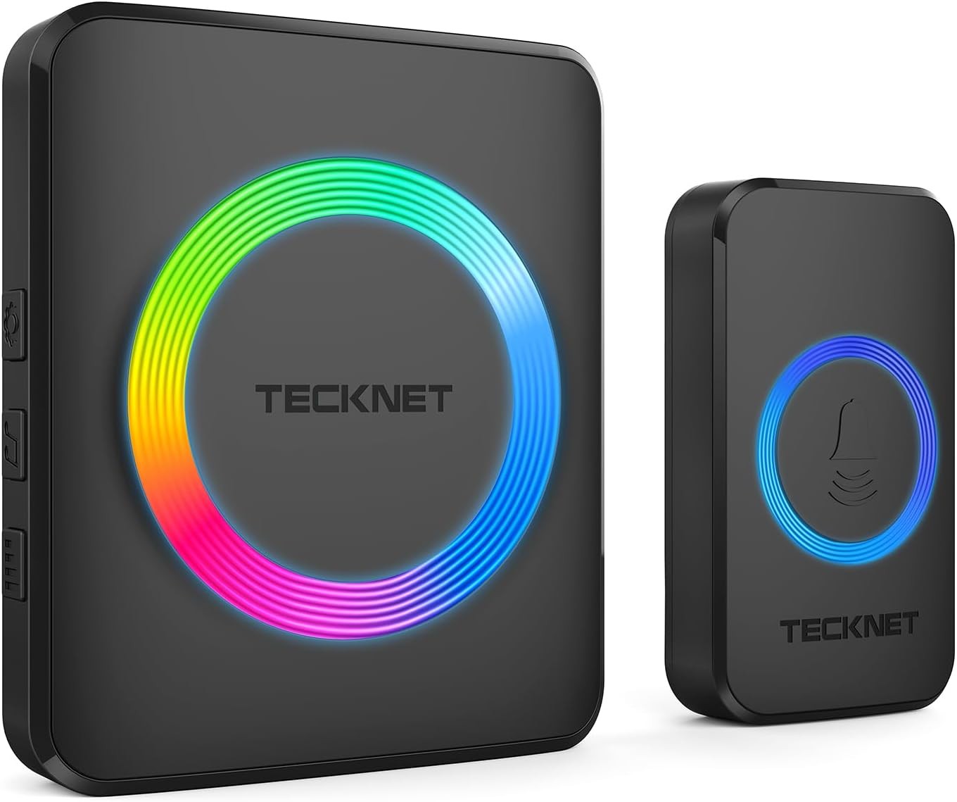 TECKNET Wireless Doorbells for Home, 1 button & 1 plug-in receiver, BLACK
