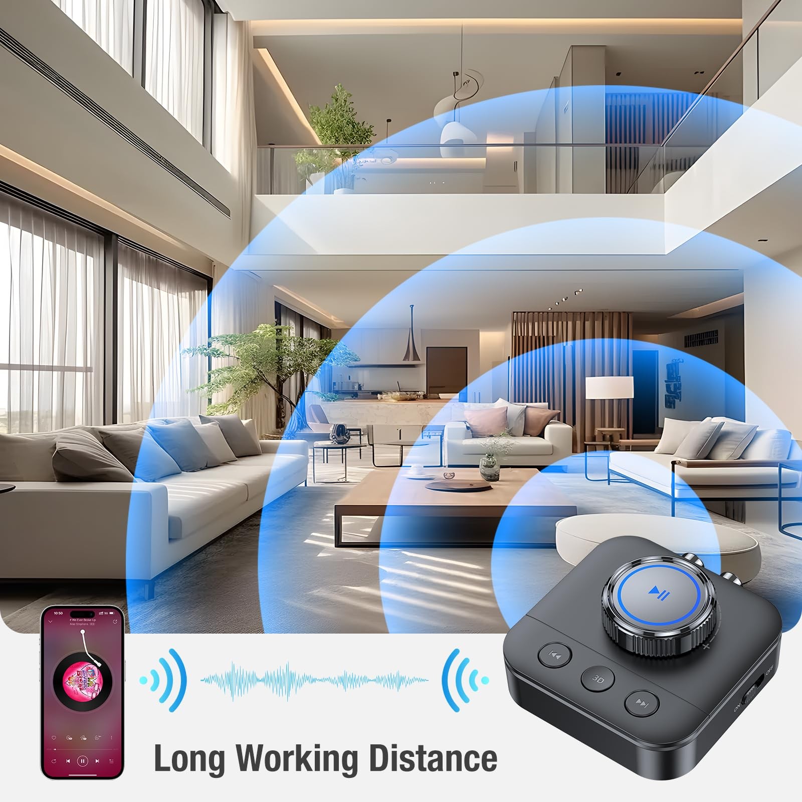 Bluetooth 5.3 Receiver for Home Stereo, RCA Bluetooth Adapter for 3D Surround...