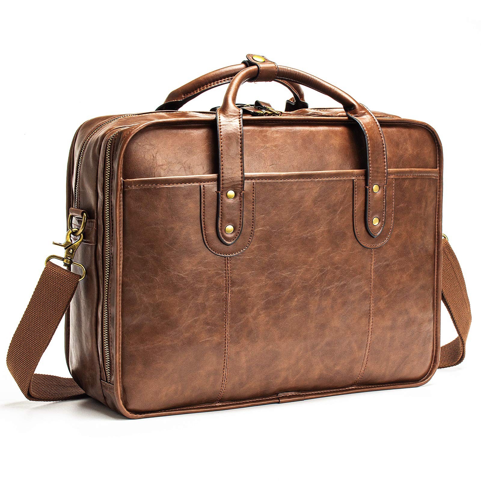 Bosidu Leather Briefcases for Men 15.6 Inch Business Computer Bag Laptop Bag ...
