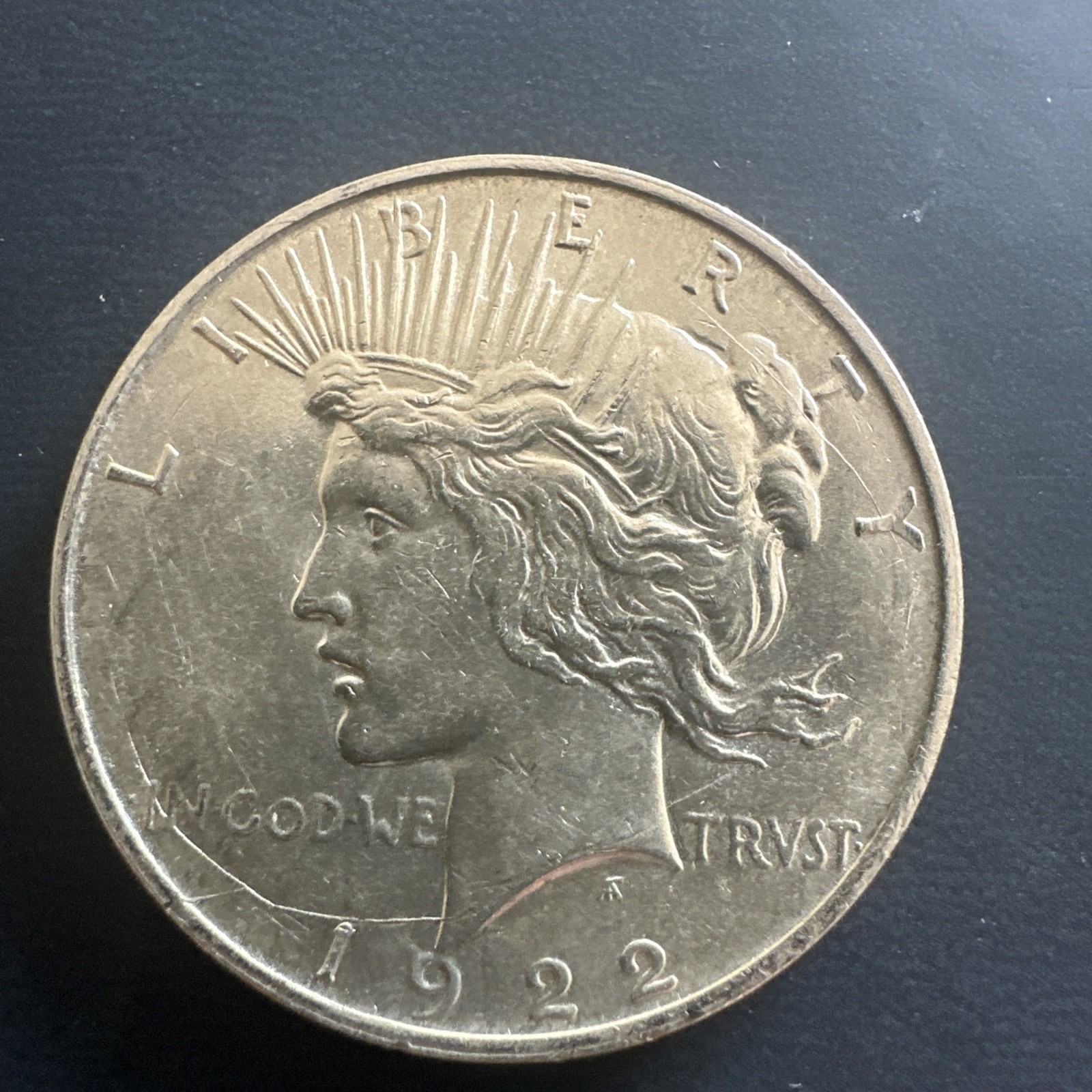 1922-D - $1 Peace Silver Dollar - BU Die Crack (2) Obverse.  Nice coin