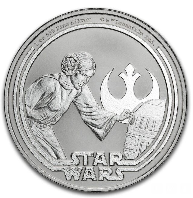 2025 Niue 1 oz Silver $2 Star Wars Princess Leia Organa BU Coin in capsule