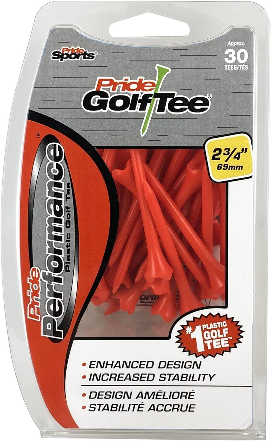 Pride Golf Tee Pride Performance Red, 30 count